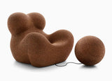 Bobby Boucle Fabric Comfy Lounge Chair with Ball Footrest